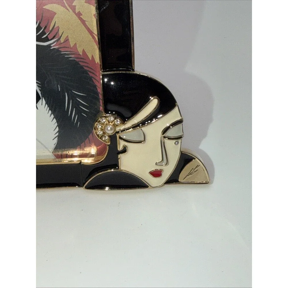 Erte Sevenarts Ltd Art Deco Enamel Metal Bedazzled Picture Frame Unique HTF